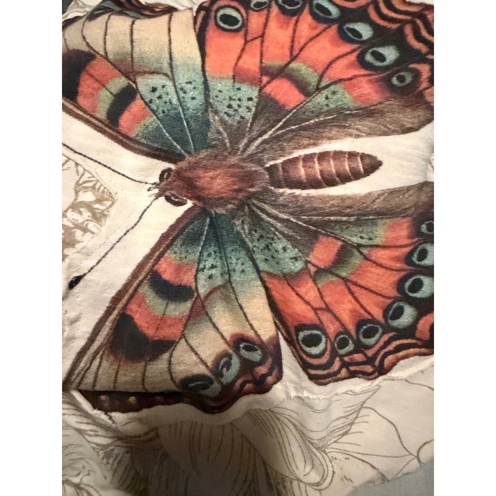 Faded Gypsy Butterfly Floral Print T-Shirt Dress Womens OS Cream Boho Midi New - Picture 5 of 6